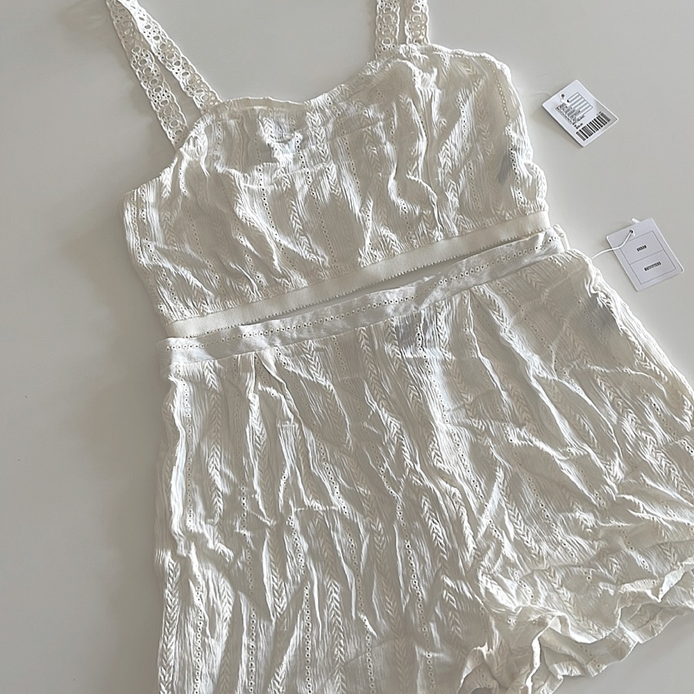 Urban Outfitters White crochet matching short & crop top set